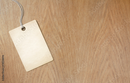 price label or tag on woode...