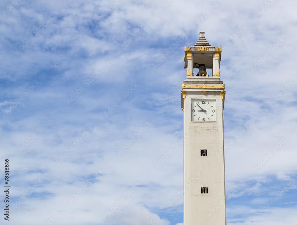 clock tower on blue sky background