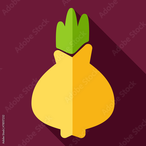 Onion flat icon with long shadow