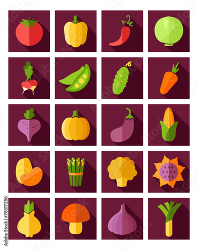 Vegetable flat icon with long shadow