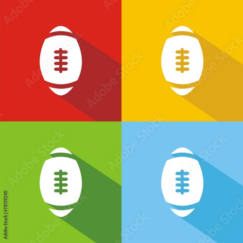 Iconos balón rugby colores sombra