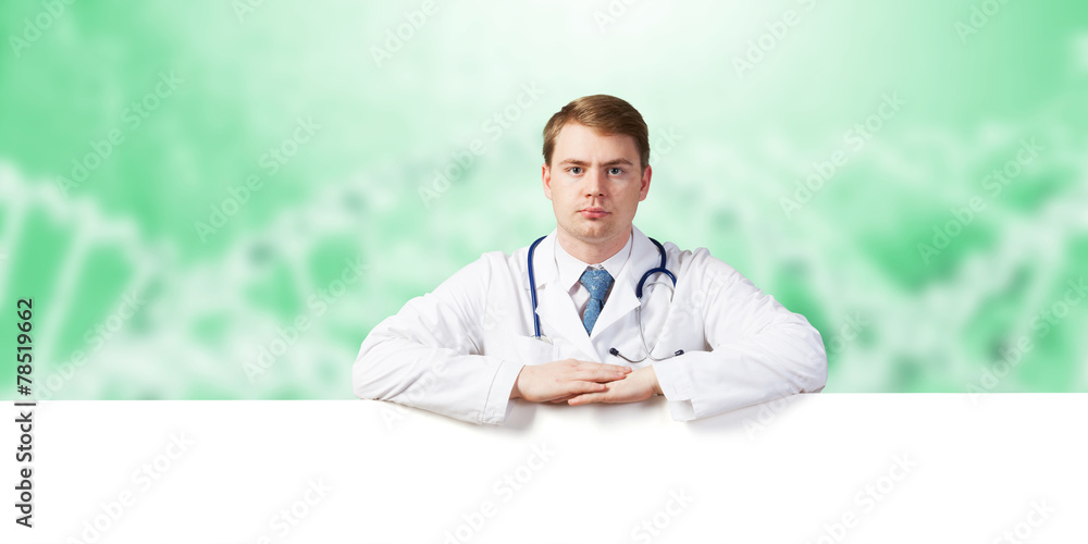 Doctor presenting banner Doctor presenting banner