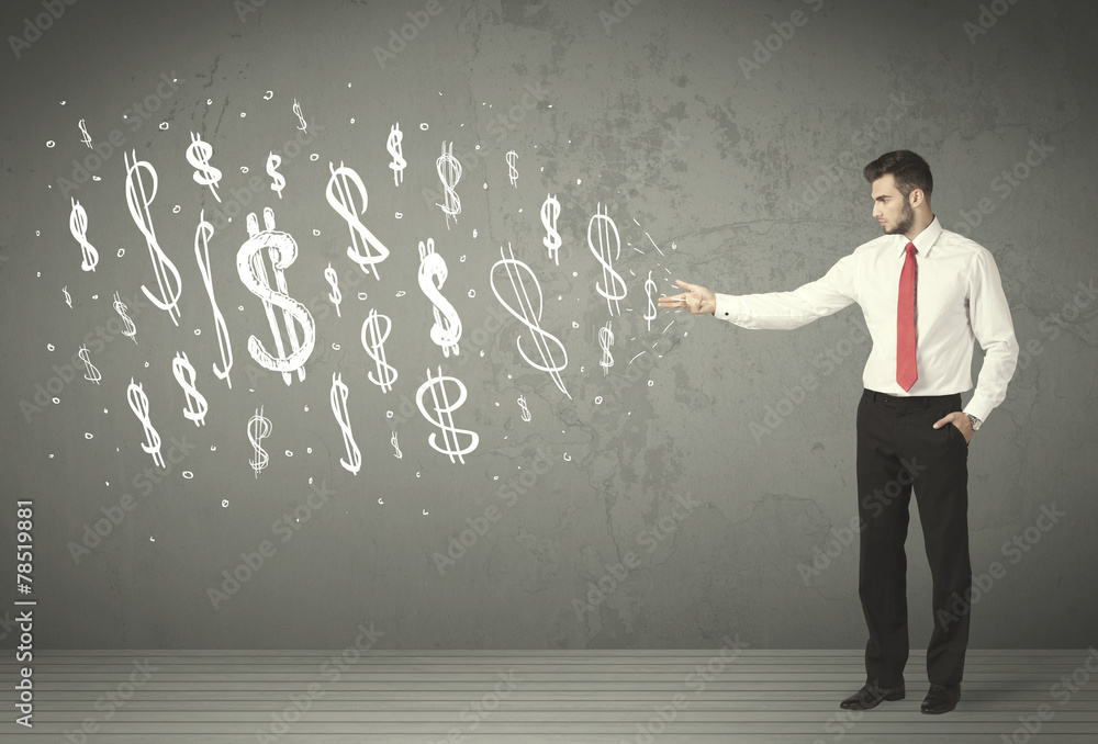 Young business people with hand drawn dollar signs Young business people with hand drawn dollar signs