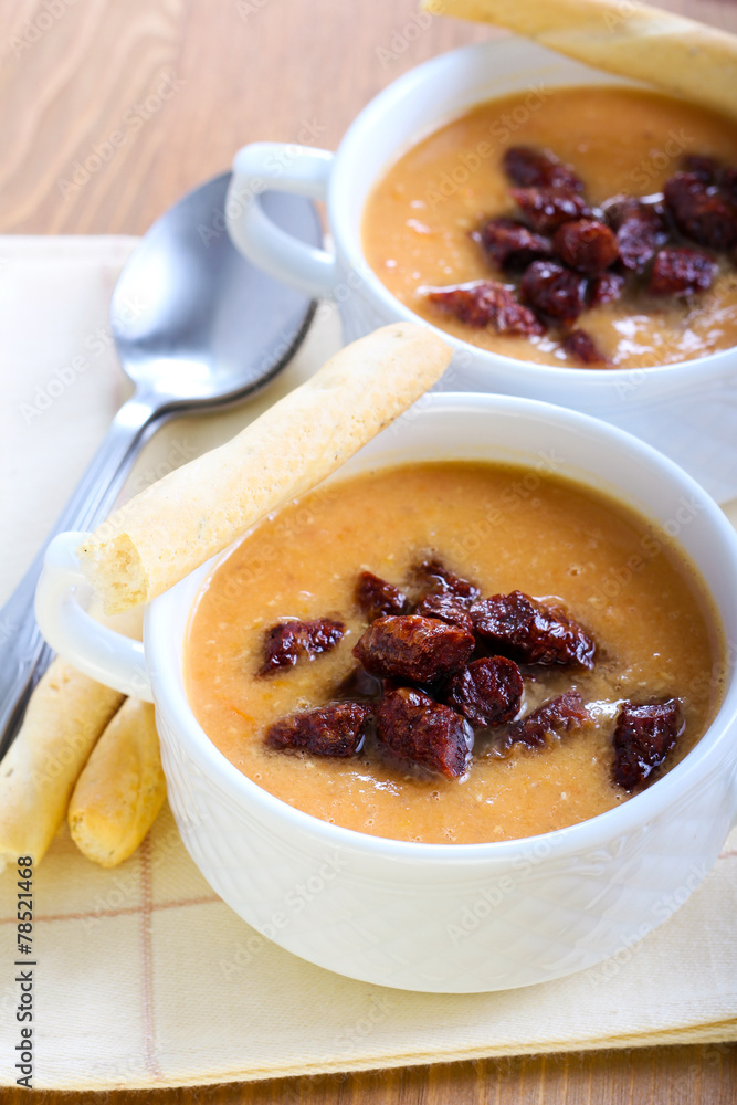 Red lentil and chorizo soup Red lentil and chorizo soup
