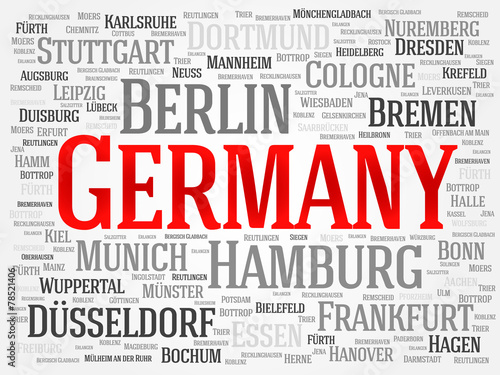 Germany word cloud concept. List of cities in Germany