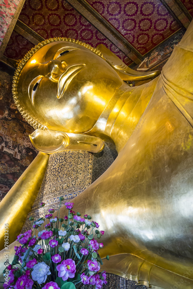 Close-Up of Reclining Buddha Statue, Bangkok, Thailand