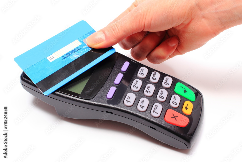 Paying with contactless credit card, NFC technology Paying with contactless credit card, NFC technology