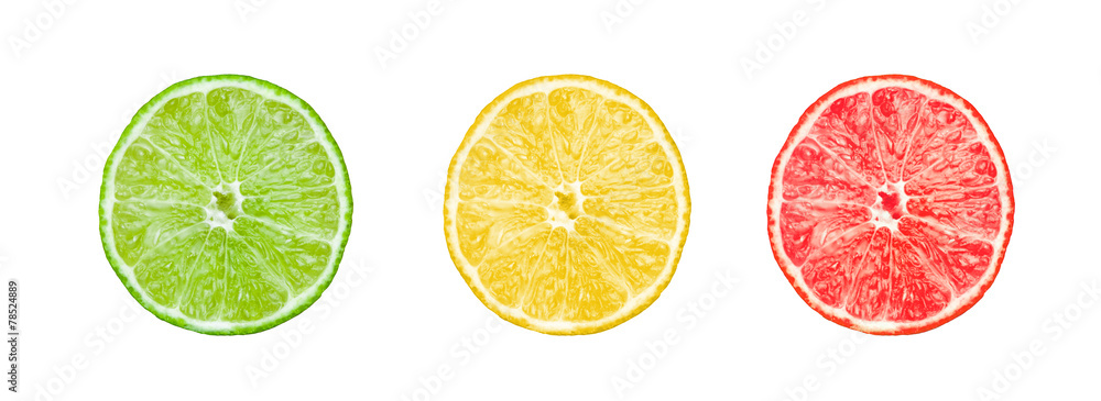 Collection of citrus slices -  lemon, lime and grapefruit
