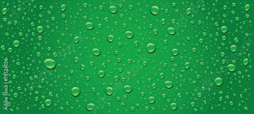 panorama of green water drops background