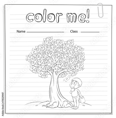 A worksheet with a money tree