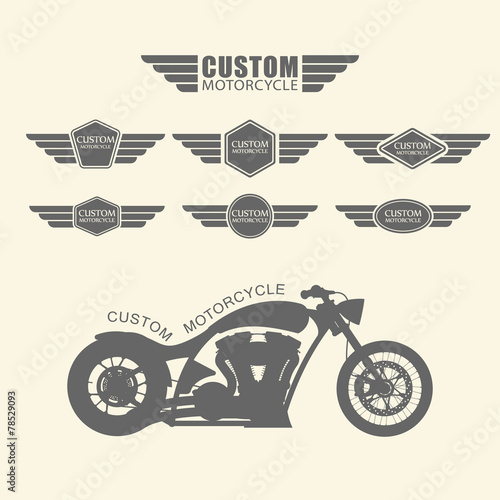 Set of vintage custom motorcycle labels,vector