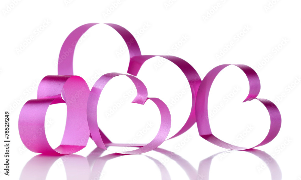 Fototapeta premium Pink paper hearts isolated on white