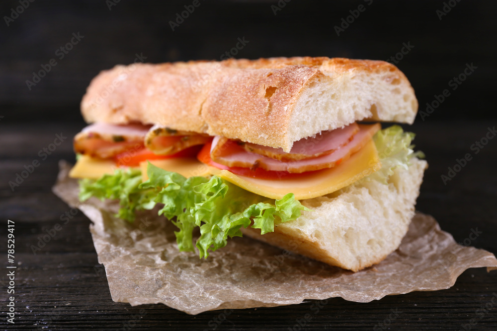Fresh and tasty sandwich with ham and vegetables Fresh and tasty sandwich with ham and vegetables