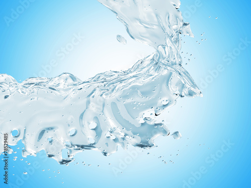 Blue Water Splash on blue gradient background
