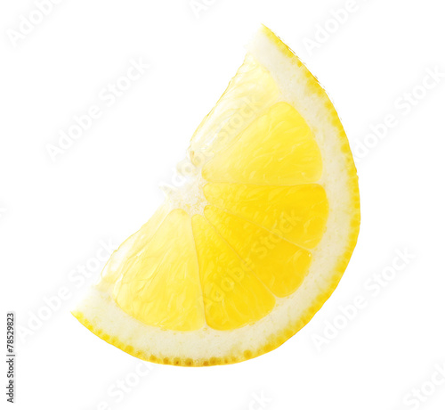 Juicy slice of lemon isolated on white