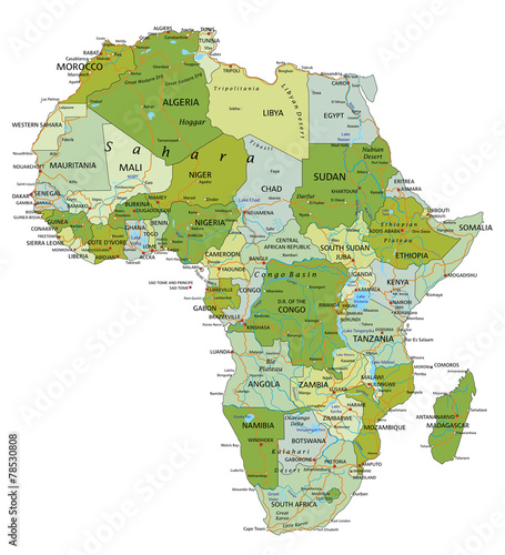 Highly detailed editable political map. Africa.