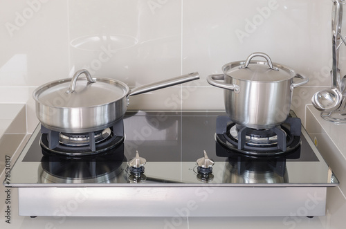 stainless pot on gas stove