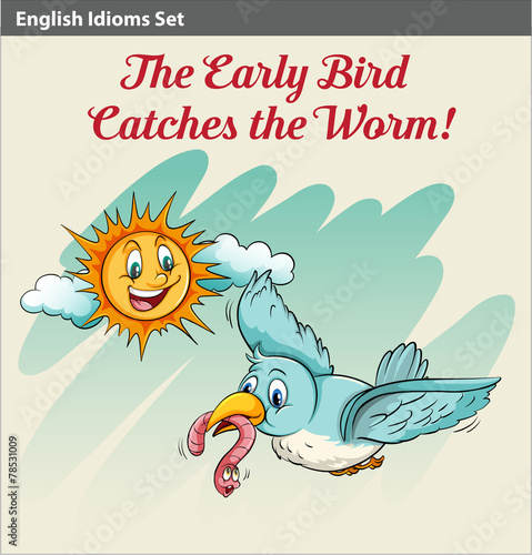 An early bird catching a worm