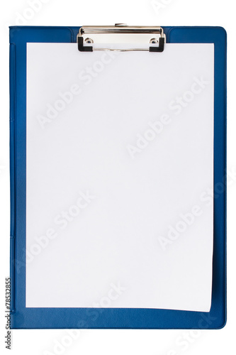 Clipboard with a blank paper