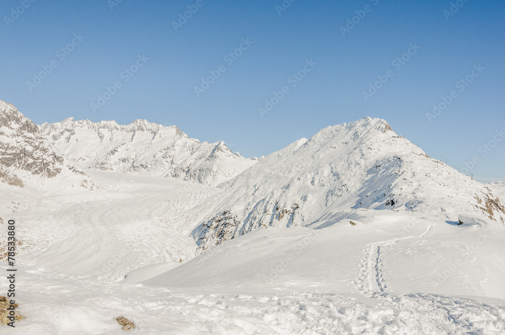 Bettmeralp, Dorf, Alpen, Schneeschuhwanderung, Schweiz