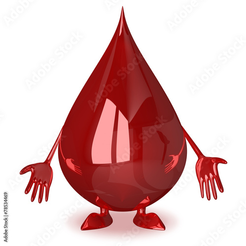 Sad blood drop character photo