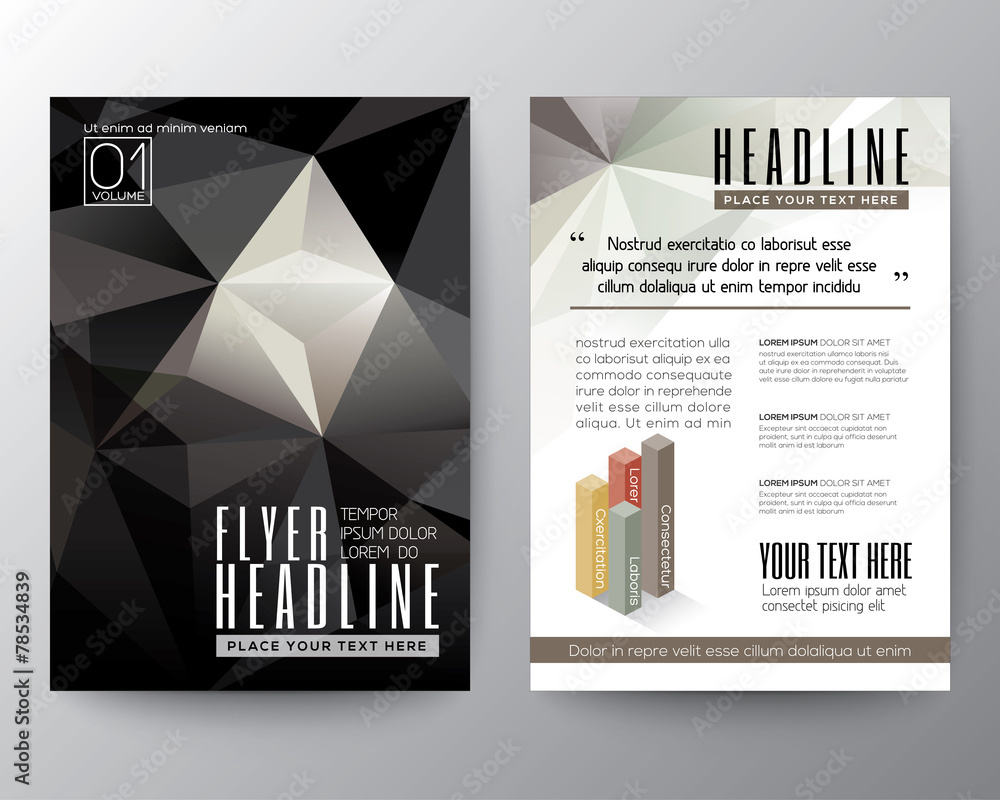 Abstract Triangle Polygon Brochure Flyer design Layout template - obrazy, fototapety, plakaty 