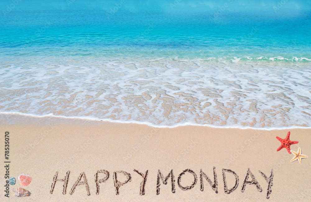happy monday on a tropical beach Stock Photo | Adobe Stock