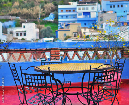 Table on the terrace, Chefchaouen, Morocco