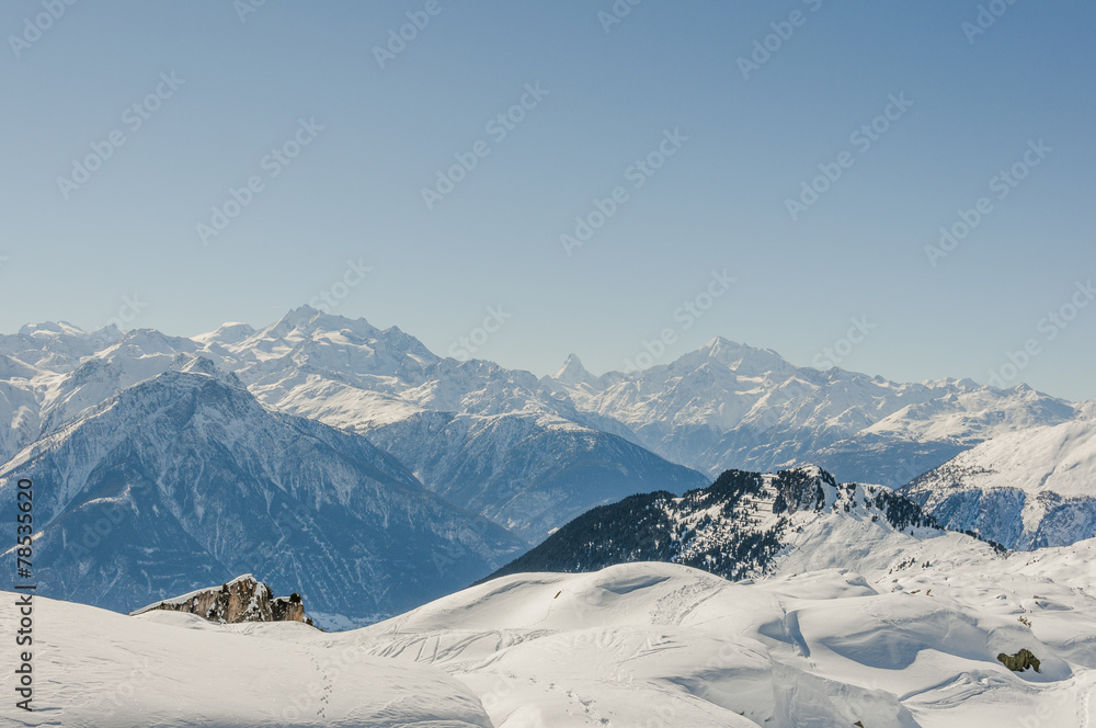 Riederalp, Dorf, Walliser Alpen, Moosfluh, Winter, Schweiz