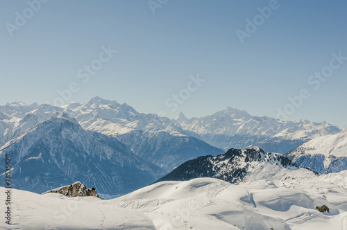 Riederalp, Dorf, Walliser Alpen, Moosfluh, Winter, Schweiz © bill_17