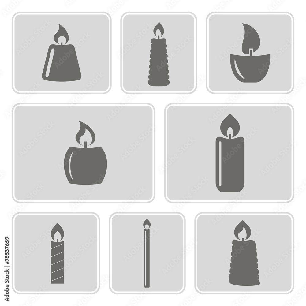 set of monochrome icons with candles for your design set of monochrome icons with candles for your design