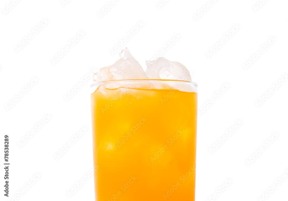 A glass of orange juice over white background A glass of orange juice over white background