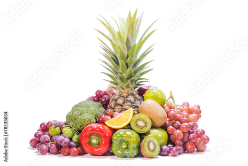 Fresh fruits isolated on white background