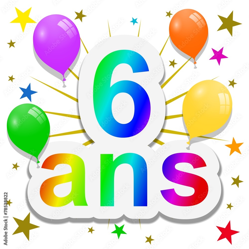 Anniversaire, 6 ans ilustración de Stock