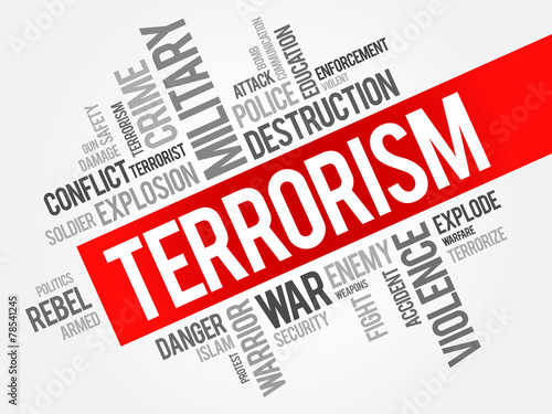 Terrorism word cloud on white background