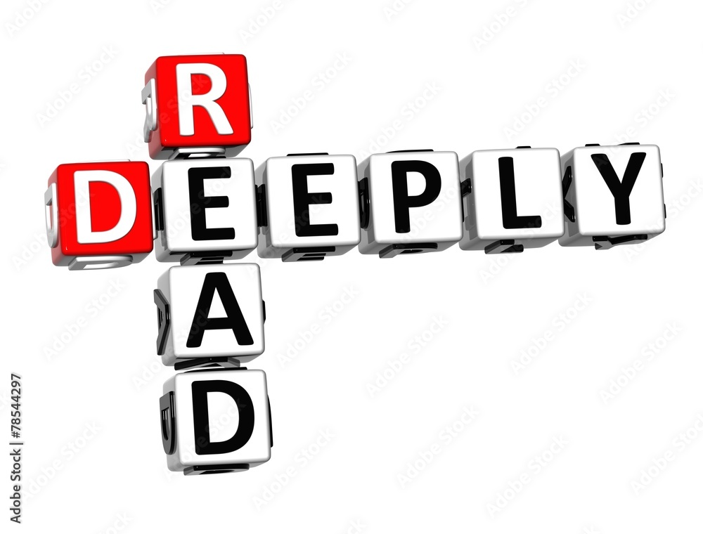 3D Crossword Read Deeply on white background 3D Crossword Read Deeply on white background