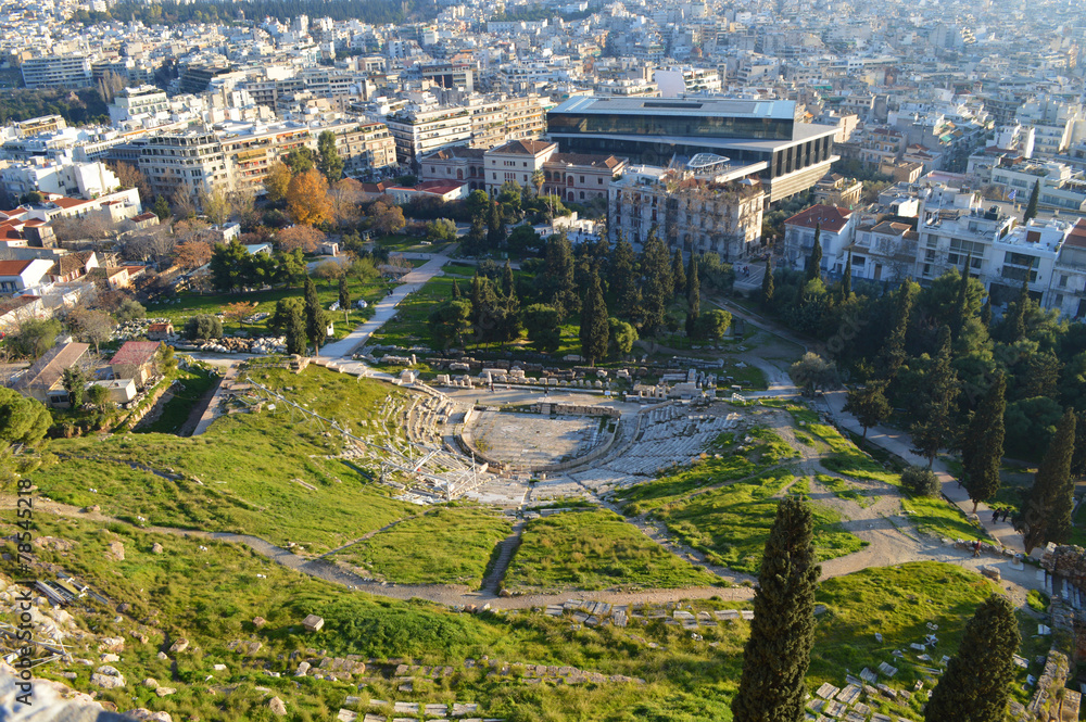 top view of theater from Delphi in the acropolis of athens