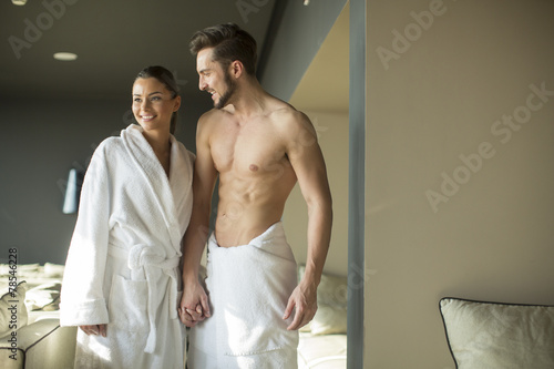 Young couple in the room