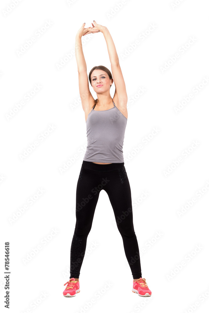 Fototapeta premium Fit sporty blonde stretching arms