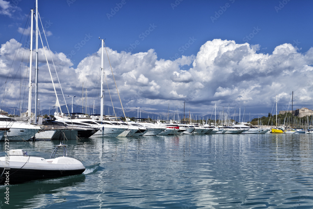 Luxury yachts and boats in a sea harbour