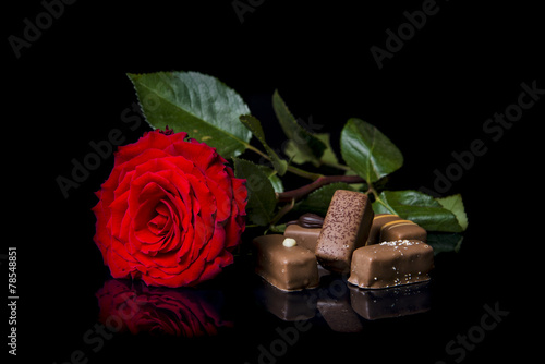 Rose and chocolate photo