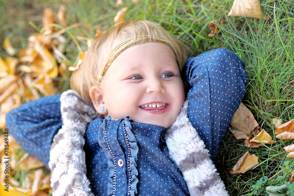 portrait of little girl outdoors in autumn portrait of little girl outdoors in autumn