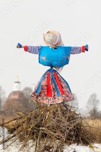 Kostroma or straw Lady Maslenitsa during winter Maslenitsa carni photo