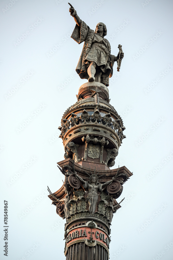 Naklejka premium Columbus column on the Barcelona habour with high details