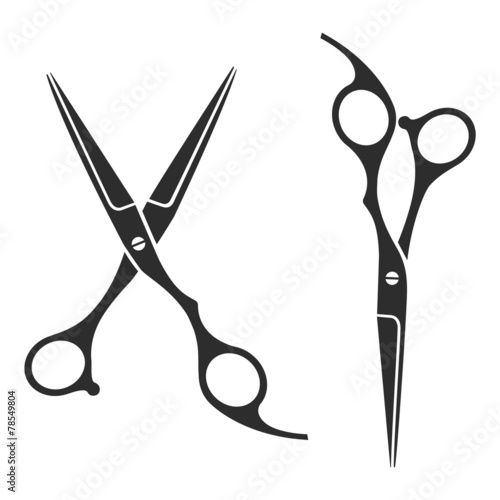 Vintage barber shop scissors, logo, label, badge
