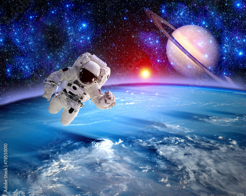 Astronaut Spaceman Saturn Planet