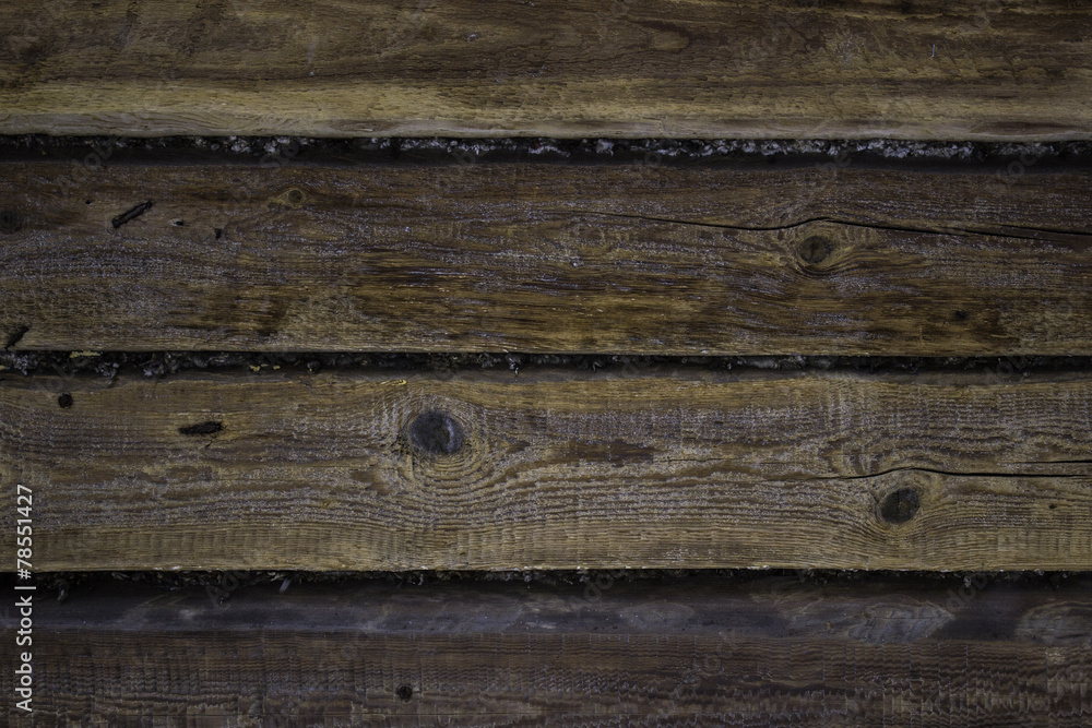 Natural wooden background with hoarfrost Natural wooden background with hoarfrost