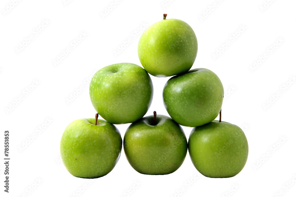 Green apple fruits isolated on white background Green apple fruits isolated on white background