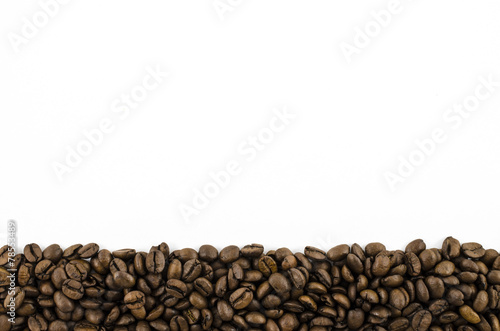 Frame of coffee beans on white background
