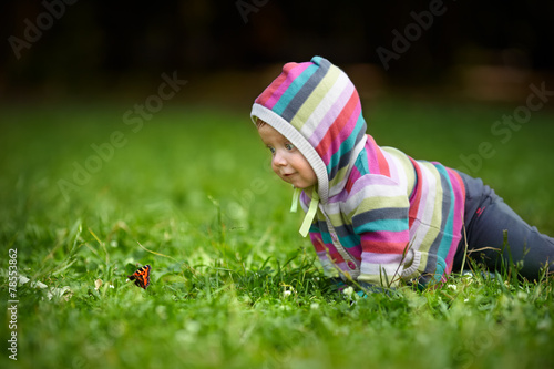 Toddler and butterfly
